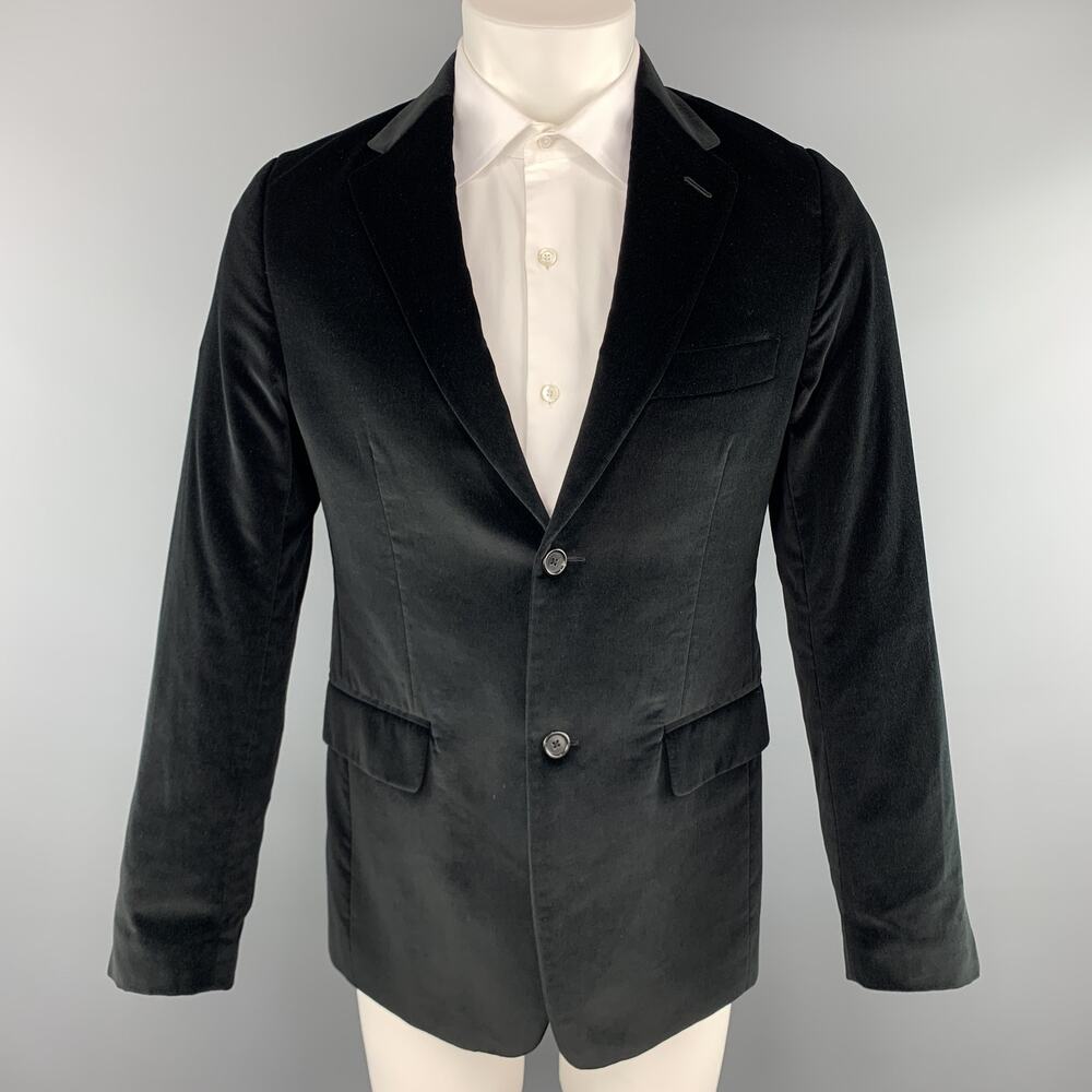 THEORY Size 38 Black Cotton Velvet Notch Lapel Sport Coat